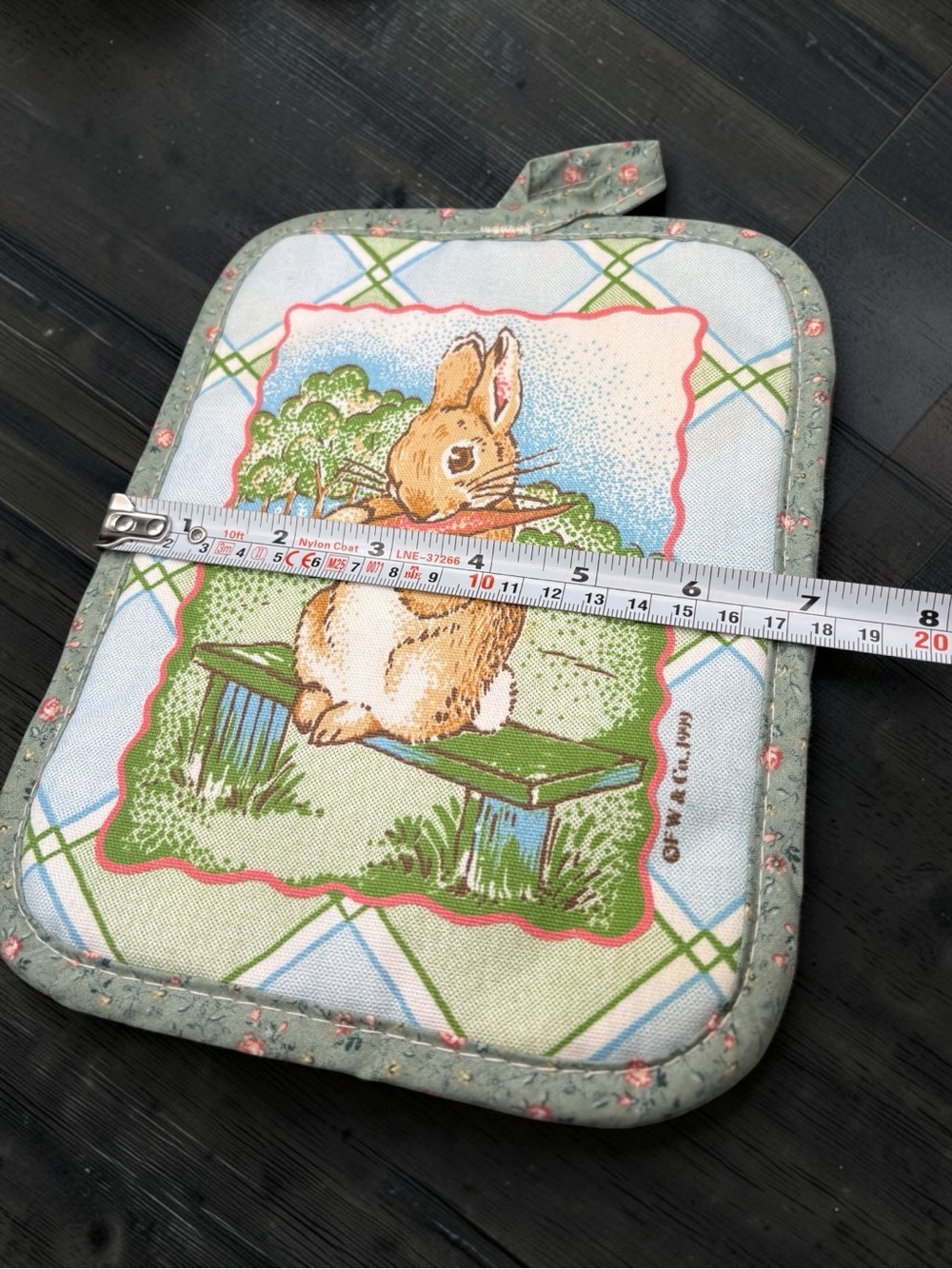Vintage 1999 Beatrix Potter Peter Rabbit Cotton Potholder F. W. & Co. NWOT - Picture 10 of 11